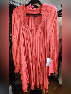 ROAMANS Beautiful Coral Peasant Tunic or Mini Dress